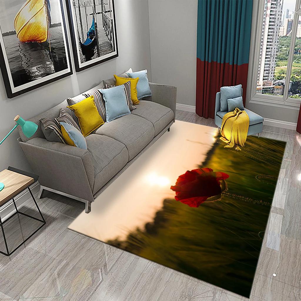 3D Flowers In The Morning Light Carpet for Kids Play Crawling Mat Boys Girl Bedroom Bedside Decor Floor Rug Living Room Carpet
