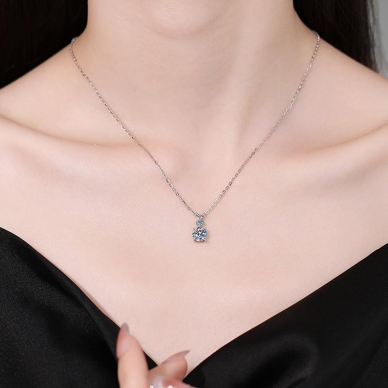 Moissanite Bow Necklace 0.5ct 1ct 2ct Clavicle Chain Women