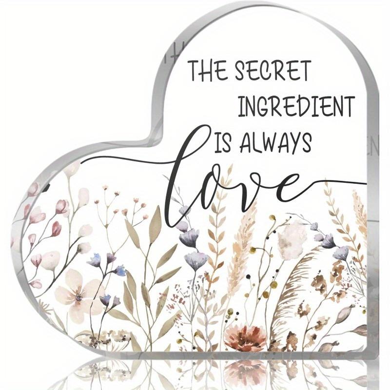 

The Secret Ingredient is Always Love Kitchen Sign - 4x4 Inch Warm Decor with Photography Utility чистый