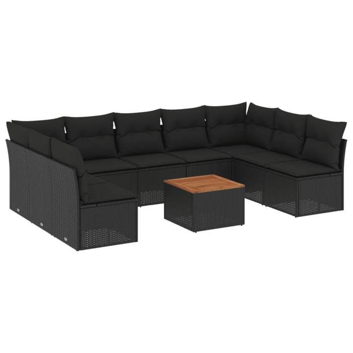 VidaXL Garden Lounge Set with Cushions 10 Pcs, Patio Sofas, Patio Furniture Set, Outdoor Furniture, Black 3256118