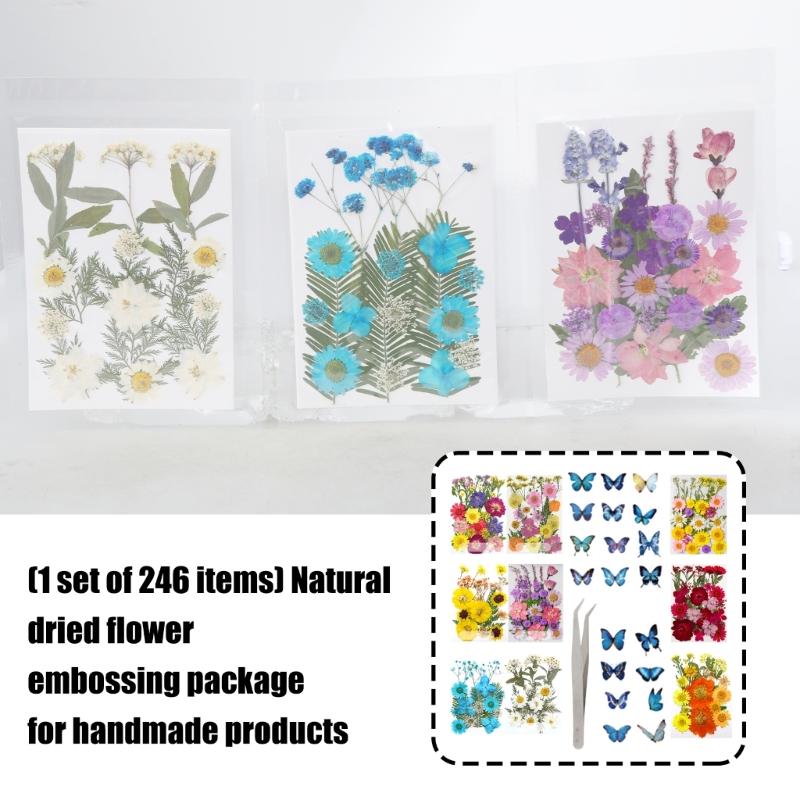 205Pcs Pressed Dried Flower For Resin Natural Dry Flower Leaf with Tweezers Sticker for Art Craft Candle Jewelry Making
