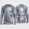 Christmas Fireplace Long Sleeve T Shirt 3D All Over Print Unisex Crew Neck Holiday Graphic Tee Xmas Party Gift Men Women