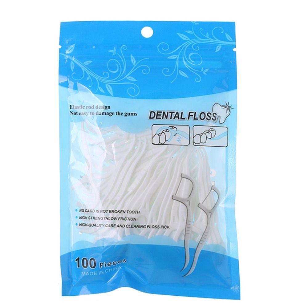 50/100 Pcs/Bag Flat Dental Floss Disposable Double Head Floss Family Pack Oral Hygiene Care Tooth Cleaning Interdental Brush