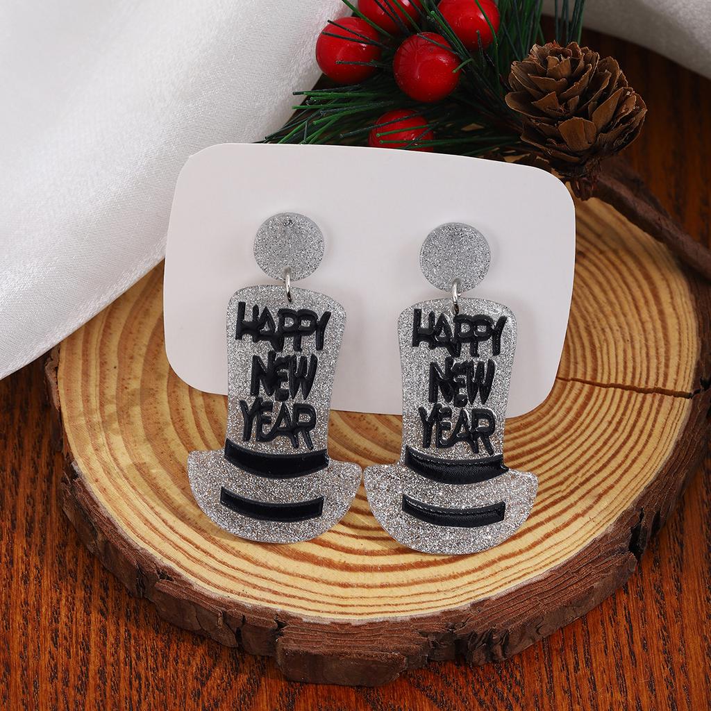 Creative Design New Year'S Party High Hat Acrylic Earrings, Personalized Cartoon Sweet Cute Fashion Earrings Women