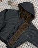 Black Leopard Print Retro Hooded Cotton Jacket with Vertical Stripes for Men & Women