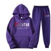 Completo Tuta Jogger con Felpa con Cappuccio Oversize da Uomo - Tessuto Misto Cotone con Stampa Autunnale Casual