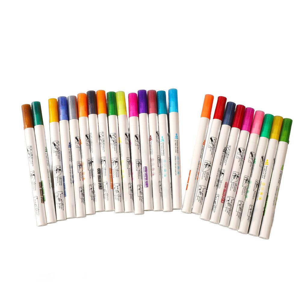 Outline Markers 24 Colors Fluorescent Ink Leakage Proof Double Line Pens for Drawing Writing Marking