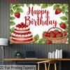 2D Cute Strawberry Basket Happy Birthday Photo Booth Background