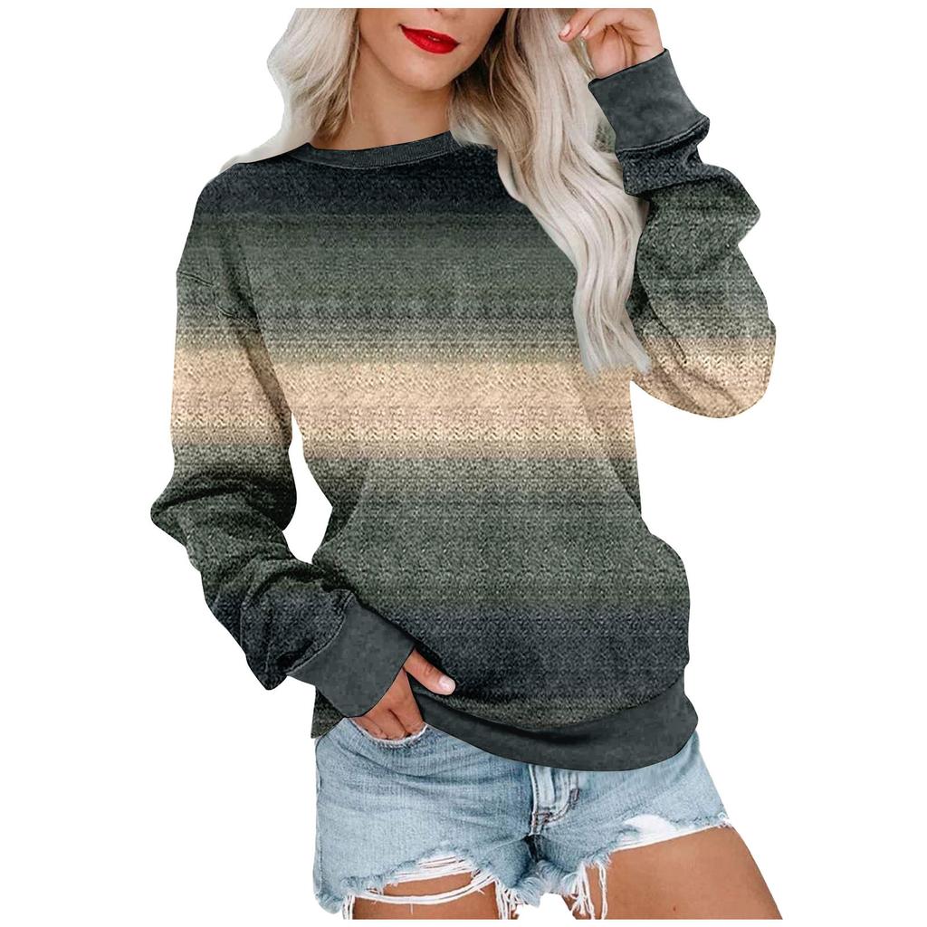 Women's Printed Sweatshirt Long Sleeve Round Neck Casual Comfortable Loose Lightweight Women's Sweatshirt