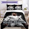 Cristiano Ronaldo Customize Text Bed Sheet Set Design for Living Rooms Wrinkle Resistant Custom Room Decor Gift for Festivals