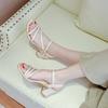Fashion Woman Shoes Open Toe Sandals for Women High Heels Office Work Leather Pumps White Heeled Daily H Chic and Elegant Korea Footwear
