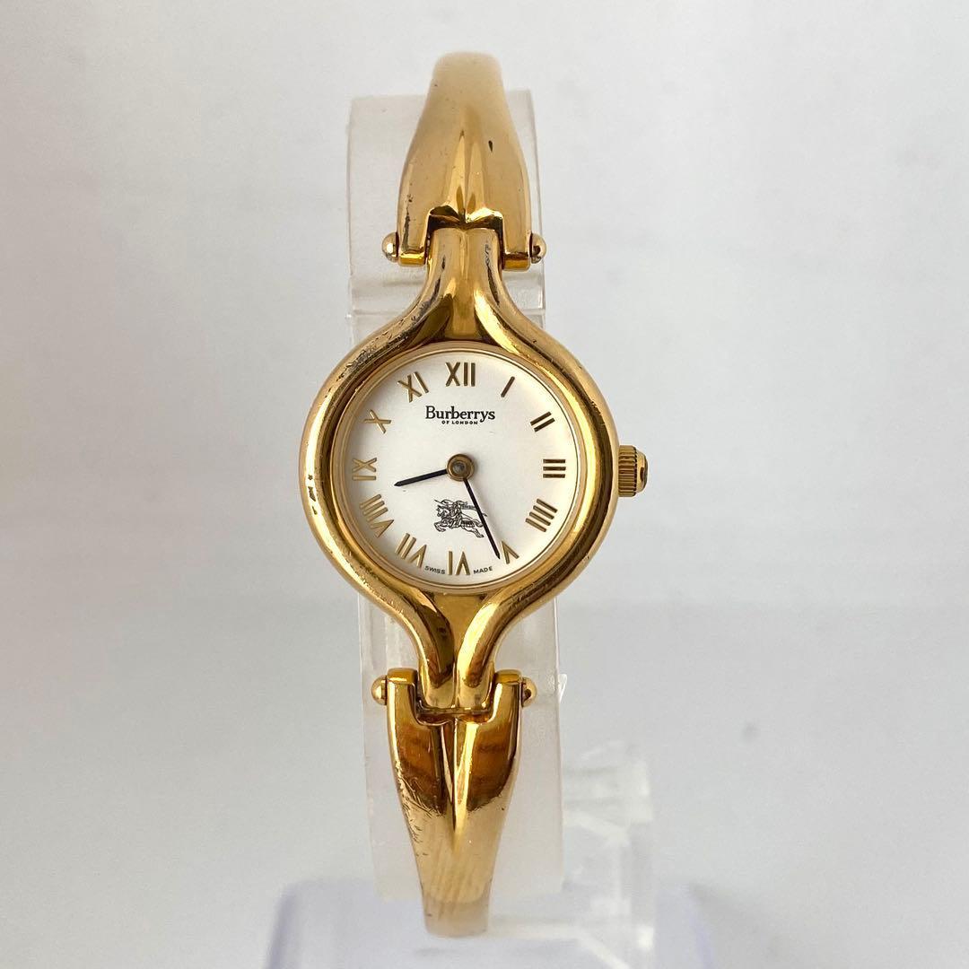 Used Working Vintage Burberry Watch Gold Roman Letters