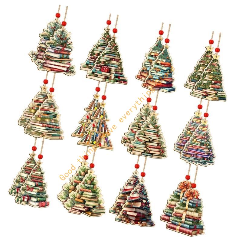 Wooden Christmas Tree Decorations Natural Handcrafted Holiday Ornament 55KF
