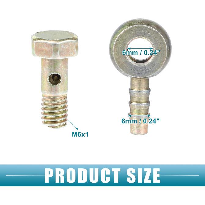 Banjo Bout M6x1 Banjo Slangtuit Bout Fittingen Remleiding Fitting Adapter met Koperen Ringetjes voor Motorfiets Auto (Set van 2)