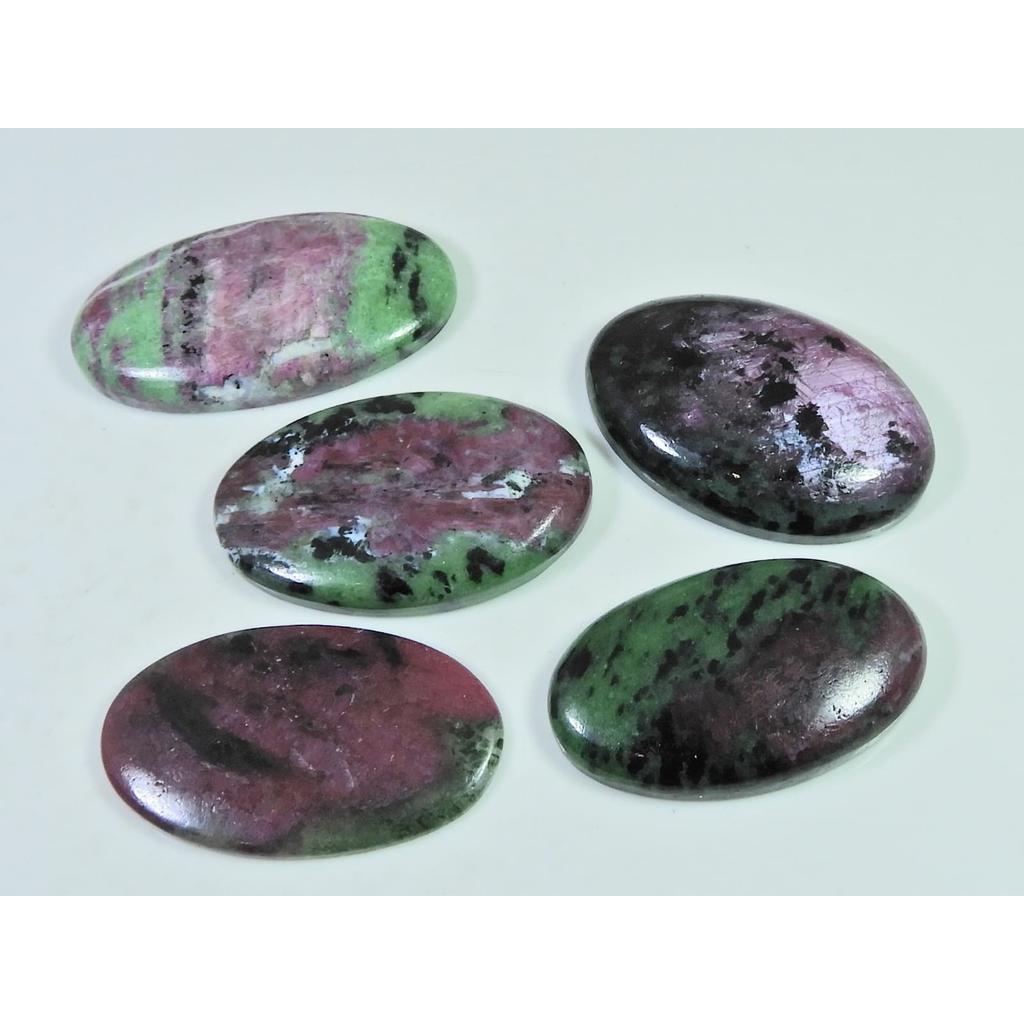 306Cts.. Natural Ruby Zoisite Oval Cabochon Loose Gemstone 05Pcs Lot C-500