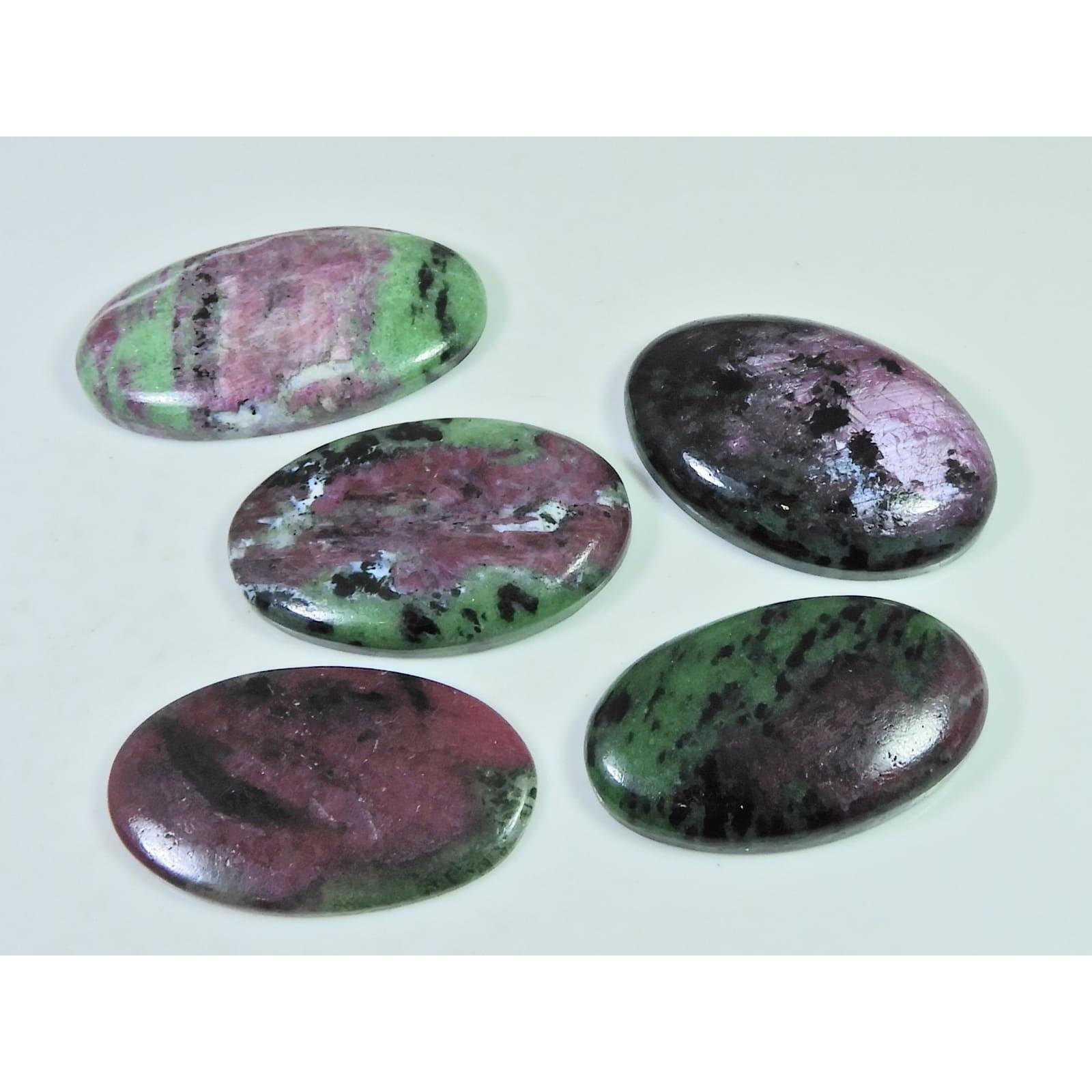 

306Cts.. Natural Ruby Zoisite Oval Cabochon Loose Gemstone 05Pcs Lot C-500