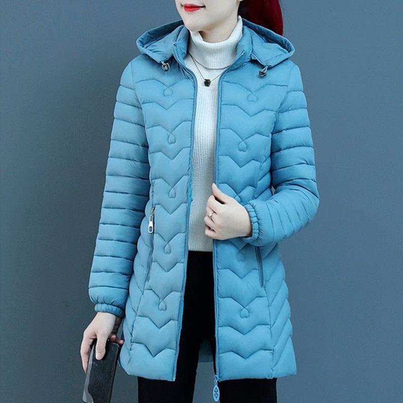Winter Down Cotton Jacket Thick Warm Parkas Women Hooded Coat Long Sleeve Casual Overcoat Cotton-Padded Jacket Female Outerwear