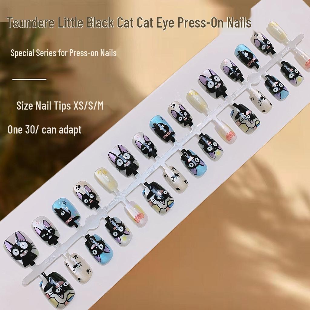

Cute Tsundere Cat Eye Nail Art Patches – Playful Pet-Inspired False Nails