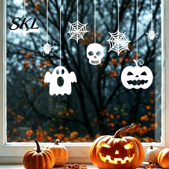 Halloween Window Cling Static Clings, Removable Ghost Pumpkin Bat Spider Web Stickers, No Residue Decor Self-Adhesive Glass Decor, Holiday Decals for