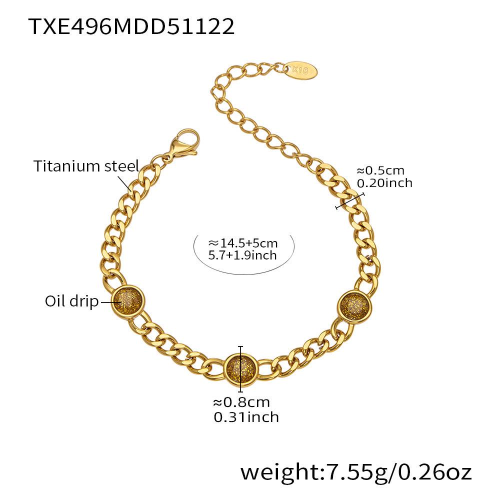 Vintage Stainless Steel Cuban Link Tassel Bead Bracelet