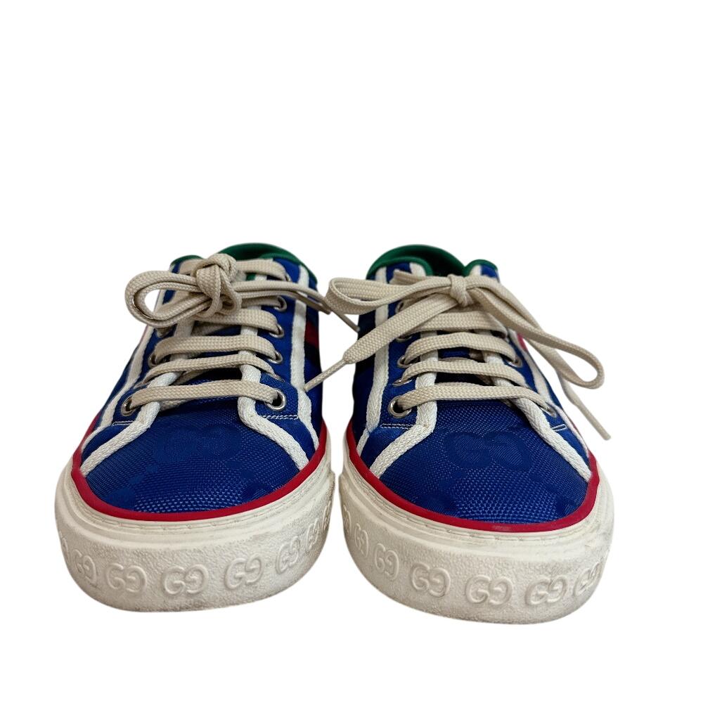 Gucci 606110 GG płótno skóra Tenisowe 1977 sneakersy Zielona skóra Używane