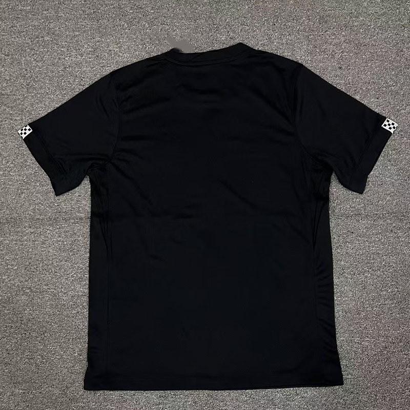 Mens Bamboo Fiber Soccer Jersey Short Sleeve Match Uniform Black Edition Fan Version