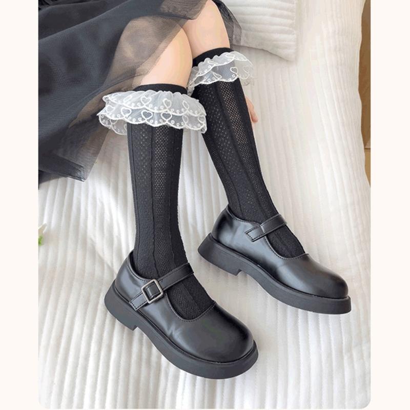 Fashion Lace Calf Socks Socks Breathable Loose Socks for Girls Bowknot High Boot Socks Long Knee High Stockings
