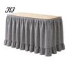 Conference Room Table Decoration 6Ft Gingham Skirt with Ruffled Edge, Checkered Teacher Desk Skirt, Pastoral Style Plaid Decor Hook And Loop Wrap for