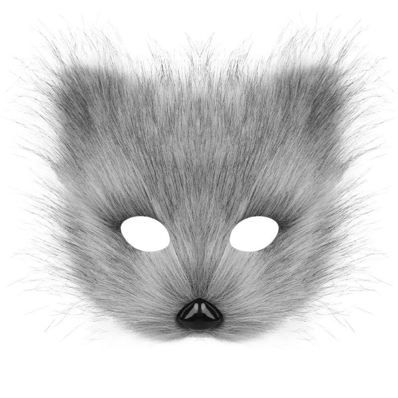 Halloween set, simulated fox mask gloves, plush fox tail handmade beast tail cos prop accessories