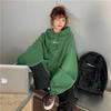 Autumn Winter Velvet Hooded Oversized Hoodie Women Loose Top Letter Print for Student Ladies