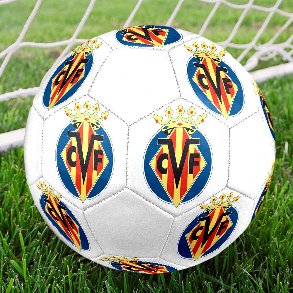 FC Villarreal Size 5 Soccer Ball, Machine-Stitched PVC, Durable & High Bounce, All Ages Fit, Fan Merchandise, Matches & Outdoor Use.