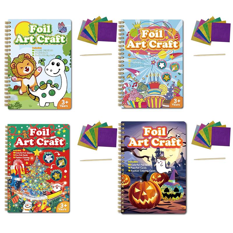 Фольгована творчість Безладний набір для мистецтва Веселе фольговане мистецтво для дітей дорослих Магніт Пінопласт Розфарбовування за наклейками Зніми та притисни Фольговане веселе набори для творчості