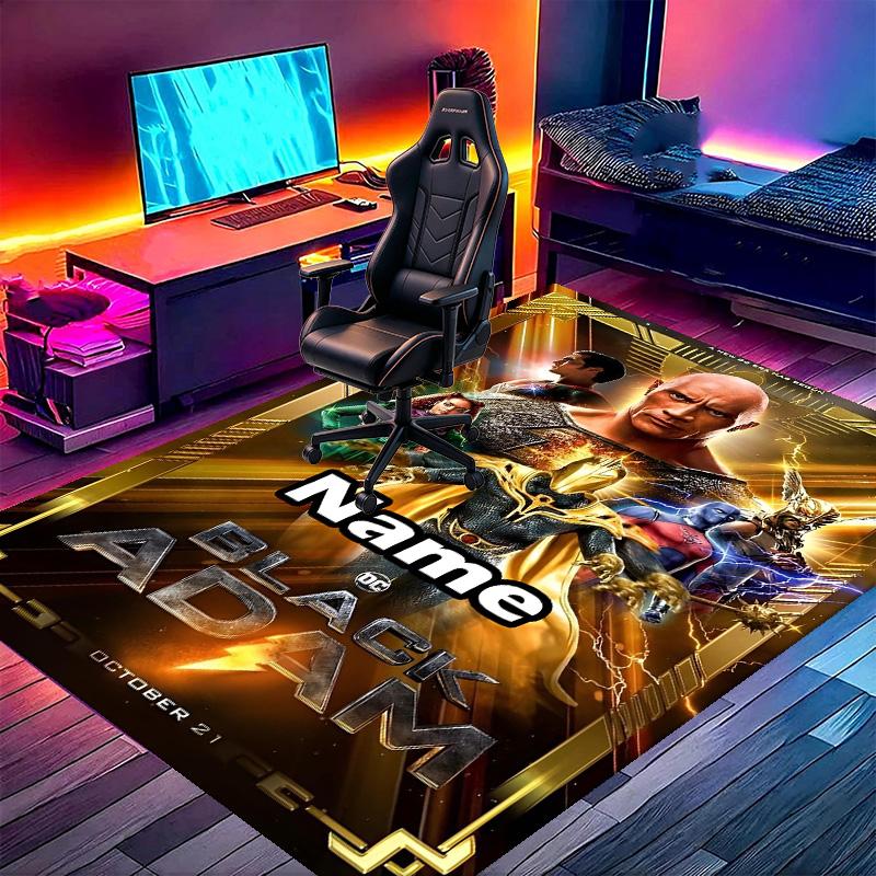 Custom Name Personalized Black Adam Print Carpet, Versatile Home Decor Rug, for Playroom, Apartment, Balcony, Entryway, Hallway Gift
