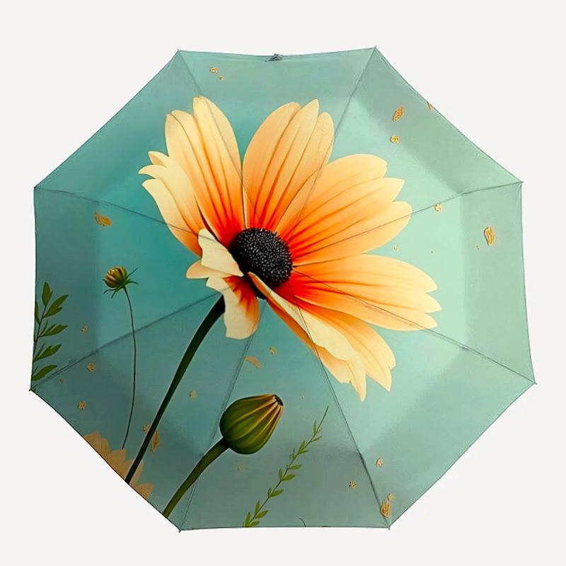 1pc Flower Bloom Automatic Folding Umbrella, 8-Rib Sturdy Canopy, Portable Travel Umbrella for Outdoor Use
