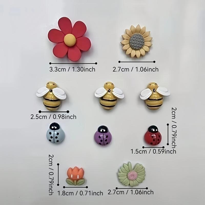 10 PCS/Set Kitchen Magnet Set for Home Decor Refrigerators Floral Bee Fridge Magnets Set Nature-Inspired Fridge Magnet Collection