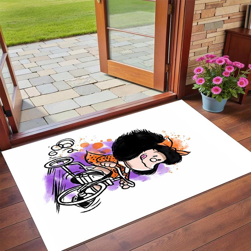 Anti‑Slip Crystal Velvet Floor Rug, Mafalda Design Carpet for Indoor Living Bedroom Home Decoration