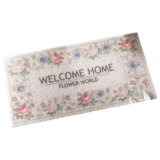 

Entry Door Mat Semicircle Square Pastoral Style Flower Letter Print Dirt Trapper Indoor Outdoor Entrance Welcome Door Rug Home Supplies Square бежевий