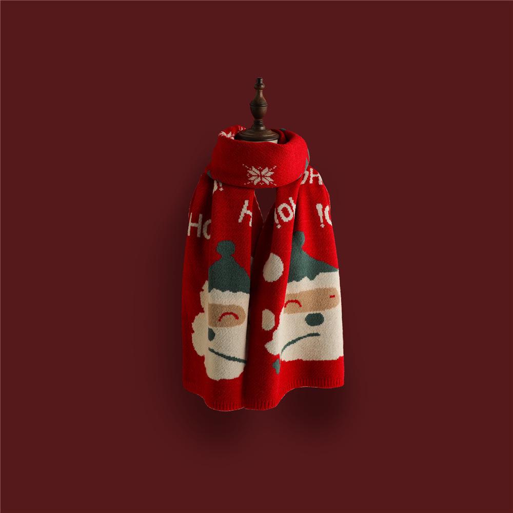 Czerwony szalik Świętego Mikołaja dla kobiet - Wszechstronny, ciepły i uroczy prezent świąteczny