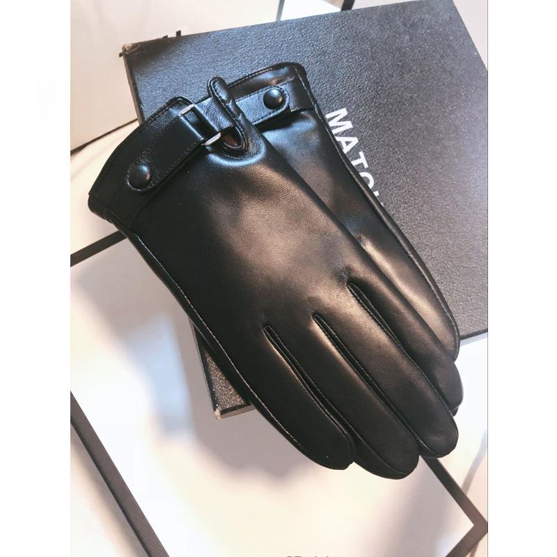 Sheepskin Warm Gloves for Men In Autumn and Winter Plus Velvet Thickened Cold-proof Driving Outdoor Riding Motorcycle Touch Screen Gloves