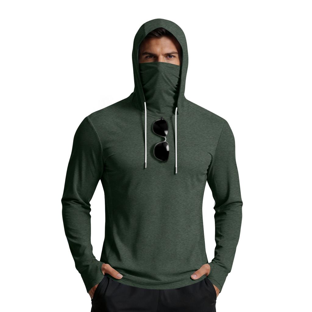 Men Long Sleeve Pullover Hoodie with Adjustable Drawstring Hood Casual Athletic Fit Lightweight Top for Daily Wear