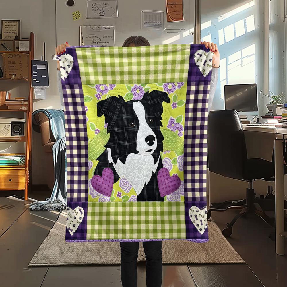 1Pc Cute Dog Patchwork Print Flannel Blanket High Quality Warm Comfortable Cover for All Seasons Perfect for Gifts Home Decor