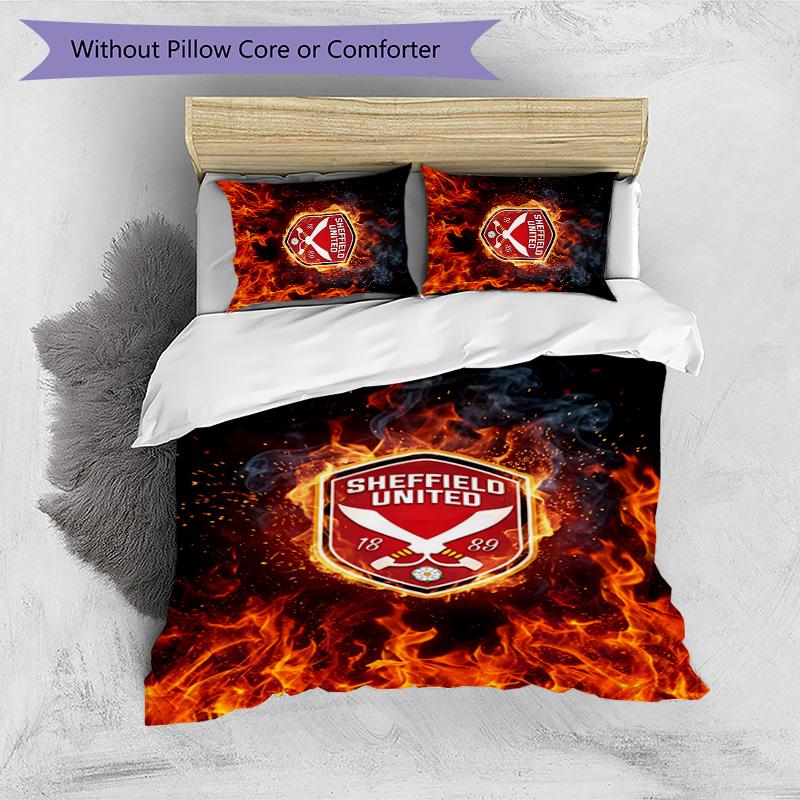 Set Lenzuola Stampato Sheffield United Football 3 Pezzi, Comodo Set Copripiumino per Camera da Letto Amico della Pelle