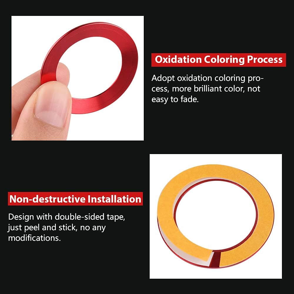 LECART Push Start Button Cover Ring Fit for Jeep Cherokee/Grand Cherokee 2014-2024 Car Accessories Interior Red Decoration Stickers Metal Decal Trim