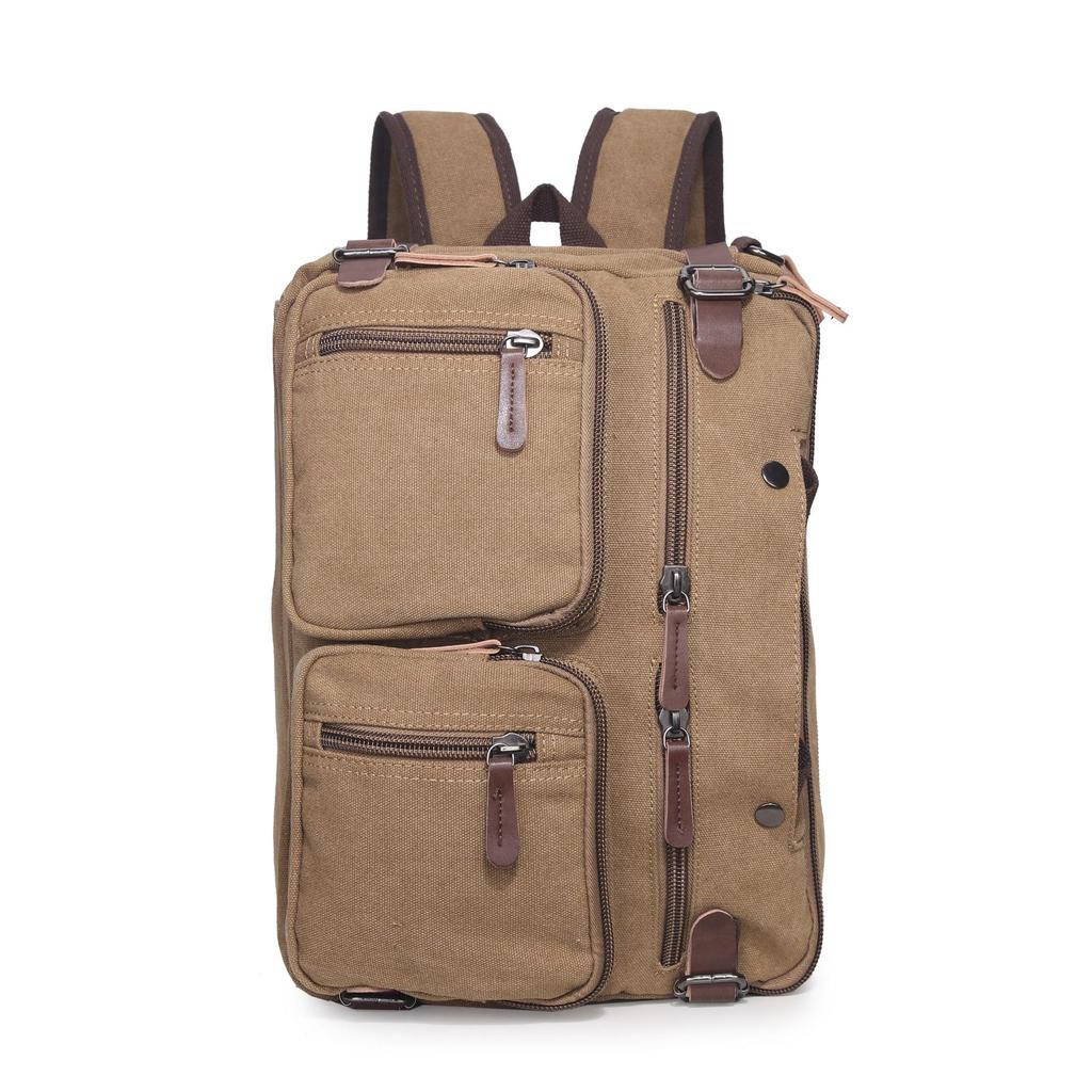 Cross-Border Canvas Laptop Backpack - Large Capacity Business Travel Bag