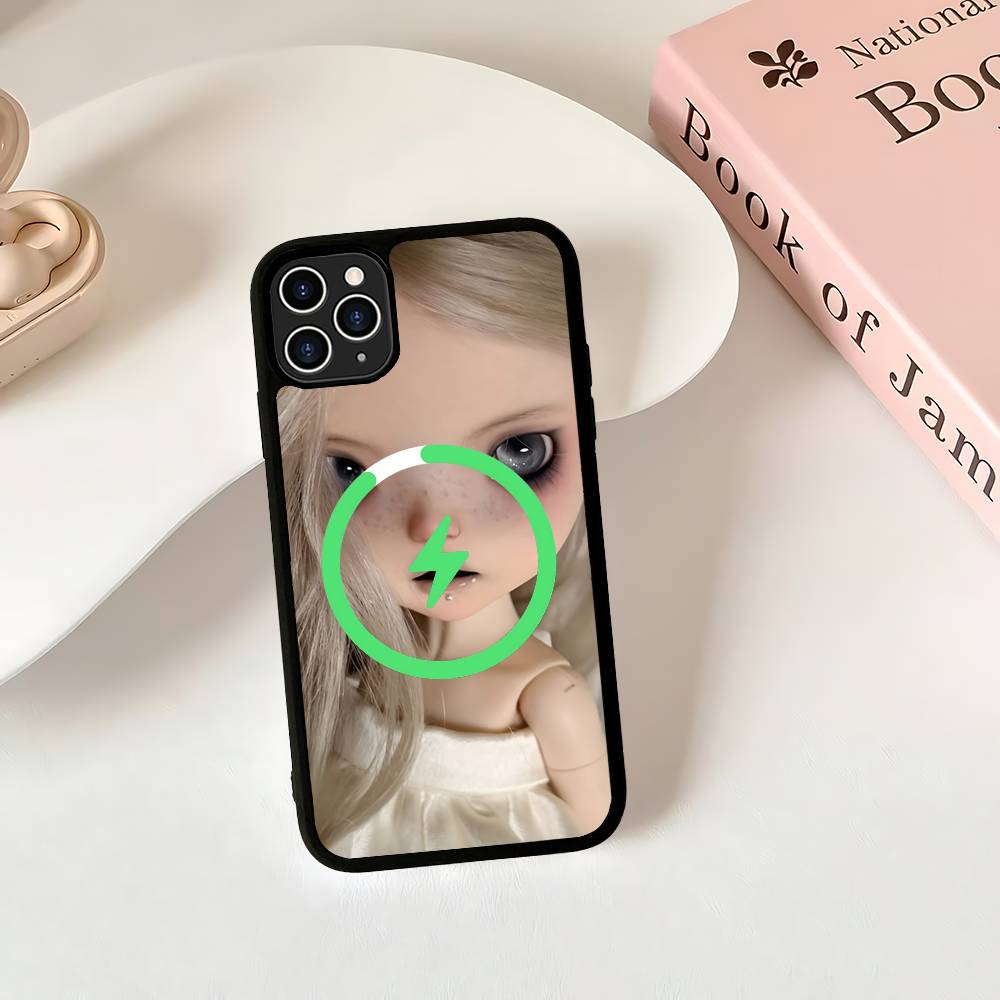 Dark Cute Girl Doll Art Magnetic Wireless Phone Case For IPhone 17 16 15 14 13 12 11 Pro Max Plus Mag Phone Cover