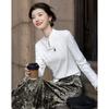 Demana Damen Neues Chinesisches Stil Geprägtes Jacquard T-Shirt