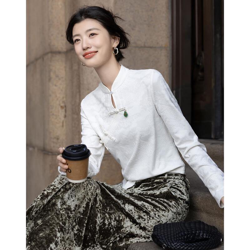 Demana Women s New Chinese Style Embossed Jacquard T-Shirt L
