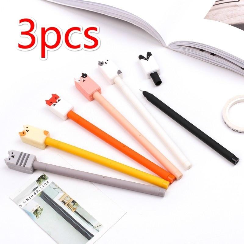 3pcs/lot Cute Pens Cartoon Animal Gel Ink 0.5mm Ballpoint Pen Cat Dog Stationery Office School Supplies  Gel