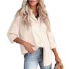 GMXIA Women's Fashion Casual Summer Leopard Print Long Sleeve POLO Neck Blouses & Shirts