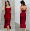Yaoting solid color ice silk temperament suspender nightdress sexy ruffle bottom swing split pajamas loungewear CQ1111